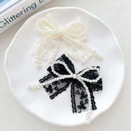 DIY Lace Pearl Bow Fashion set Shoe Charms for Clogs Accessories Slide Sandals Shoe Decoration Bukcle Pin for Sneaker Decorative
