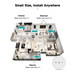 Zigbee Water Flood Sensor Leak Detector Home Security Alarm Remote Monitor Works with Home Assistant Zigbee2MQTT