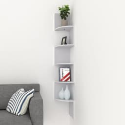 【Breeins】Wooden Zigzag Floating Corner Shelves Multi Tier Storage Organizer Shelf For Home Office