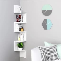 【Breeins】Wooden Zigzag Floating Corner Shelves Multi Tier Storage Organizer Shelf For Home Office
