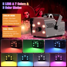 LeLeght 500W Smoke Machine RGB Colorful 5 LEDs Fog Ejector Stage Effect Fogger Spray Equipment for Wedding Halloween DJ Show