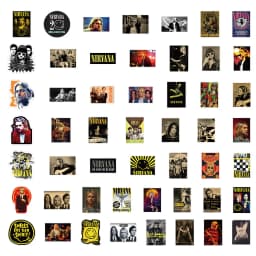 52 Pieces Nirvana Band Stickers - Rock Music Fan Decorative Decals for Laptops, Phone Cases & Guitars Papery Pop Store