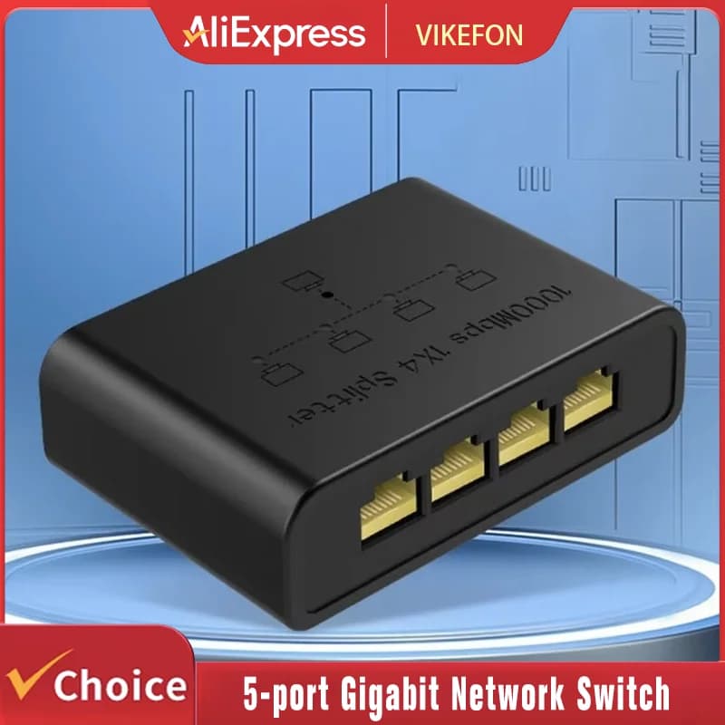 VIKEFON 5-port Gigabit Network Switch Ethernet RJ45 Network Port Network Cable Connection Switch Network Splitter Cable Expander