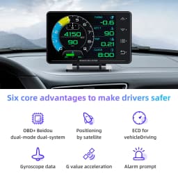 New XS LCD Gauge OBD+GPS Head Up Display Turbo Boost Oil Pressure Oil Temperature G Value Gyroscope Meter LCD Display