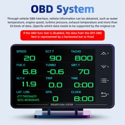 New XS LCD Gauge OBD+GPS Head Up Display Turbo Boost Oil Pressure Oil Temperature G Value Gyroscope Meter LCD Display
