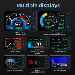New XS LCD Gauge OBD+GPS Head Up Display Turbo Boost Oil Pressure Oil Temperature G Value Gyroscope Meter LCD Display