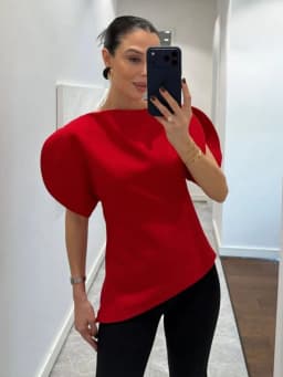 HH Spring Summer Women Casual Asymmetrical T-Shirts Fashion Solid Female O-Neck Short Puff Sleeve Blouse Lady Office Chic Tops