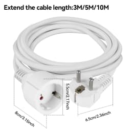 3680W EU Plug Extension Cord, Flat Head Protection Contact, 16A 250V 1 5mm² Cable, 3M 5M 10M Power Socket Line