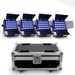 4in1 Flights Case with 24x18W RGBWA UV 6 in 1 Outdoor Waterproof Stage Light LED Square Par Light DJ DMX Disco Equipment Bar