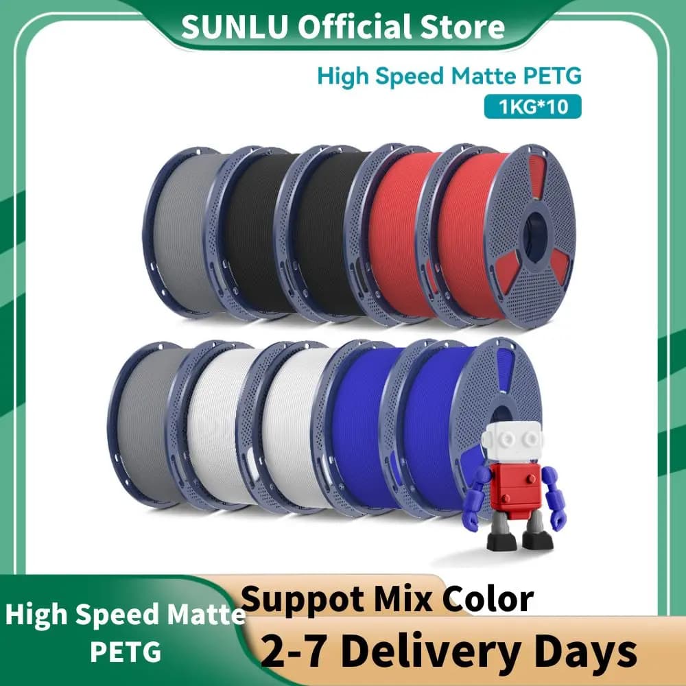 SUNLU 10KG high speed Matte PETG Filament 1.75mm - Ultra-Fast 600mm/s Printing,No Stringing,PETG for Creality,Prusa, Bambu Lab