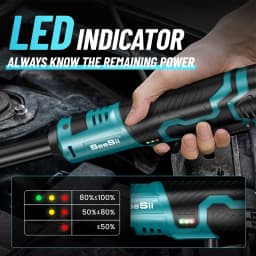 Seesii 3/8'' 6'' Extended Ratchet Wrench Electric Angle Wrench 55Nm Cordless Electric Wrench Driver Auto Repair Tools Set 12V