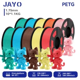 JAYO 10 Rolls 3D PETG/PLA/PLA PLUS/PLA Meta/ PLA Matte Printer Filament 1.75mm 100% No Bubble non-toxic 3D Printing Materials