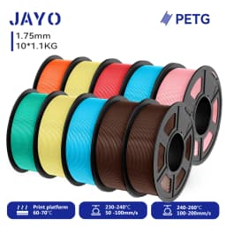 JAYO 10 Rolls 3D PETG/PLA/PLA PLUS/PLA Meta/ PLA Matte Printer Filament 1.75mm 100% No Bubble non-toxic 3D Printing Materials