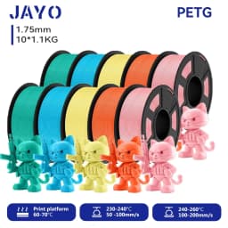 JAYO 10 Rolls 3D PETG/PLA/PLA PLUS/PLA Meta/ PLA Matte Printer Filament 1.75mm 100% No Bubble non-toxic 3D Printing Materials