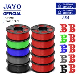 JAYO 3D Filament ASA Filament 1.75mm UV/Rain/Heat Resistant Tough 3D Printer Filament 10Rolls/Set For 3D Printers