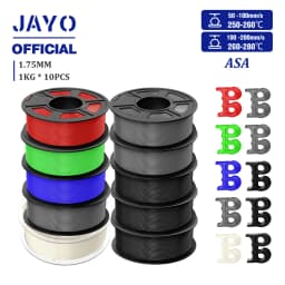 JAYO 3D Filament ASA Filament 1.75mm UV/Rain/Heat Resistant Tough 3D Printer Filament 10Rolls/Set For 3D Printers