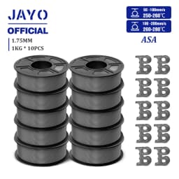 JAYO 3D Filament ASA Filament 1.75mm UV/Rain/Heat Resistant Tough 3D Printer Filament 10Rolls/Set For 3D Printers