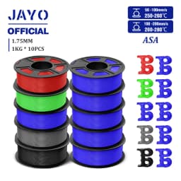 JAYO 3D Filament ASA Filament 1.75mm UV/Rain/Heat Resistant Tough 3D Printer Filament 10Rolls/Set For 3D Printers