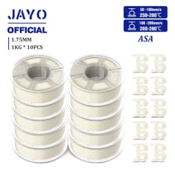 JAYO 3D Filament ASA Filament 1.75mm UV/Rain/Heat Resistant Tough 3D Printer Filament 10Rolls/Set For 3D Printers