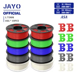 JAYO 3D Filament ASA Filament 1.75mm UV/Rain/Heat Resistant Tough 3D Printer Filament 10Rolls/Set For 3D Printers