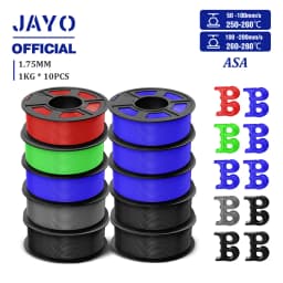 JAYO 3D Filament ASA Filament 1.75mm UV/Rain/Heat Resistant Tough 3D Printer Filament 10Rolls/Set For 3D Printers