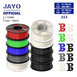 JAYO 3D Filament ASA Filament 1.75mm UV/Rain/Heat Resistant Tough 3D Printer Filament 10Rolls/Set For 3D Printers
