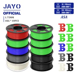 JAYO 3D Filament ASA Filament 1.75mm UV/Rain/Heat Resistant Tough 3D Printer Filament 10Rolls/Set For 3D Printers