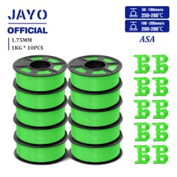 JAYO 3D Filament ASA Filament 1.75mm UV/Rain/Heat Resistant Tough 3D Printer Filament 10Rolls/Set For 3D Printers