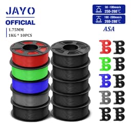 JAYO 3D Filament ASA Filament 1.75mm UV/Rain/Heat Resistant Tough 3D Printer Filament 10Rolls/Set For 3D Printers