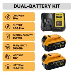 2Pack 8.0Ah 18V Li-ion Battery for Dewalt XR Slide Li-ion DCB184 DCB182 DCB183 + DC18RC Charger