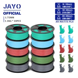 JAYO High Speed Matte PLA 3D Filament 1.75MM PLA Classic 3D Printer Filament 10Rolls Neatly Wound High Toughness Matte Filament
