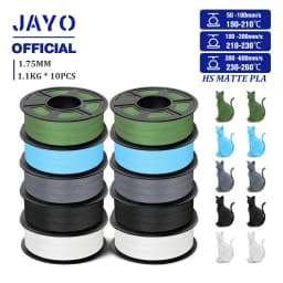 JAYO High Speed Matte PLA 3D Filament 1.75MM PLA Classic 3D Printer Filament 10Rolls Neatly Wound High Toughness Matte Filament