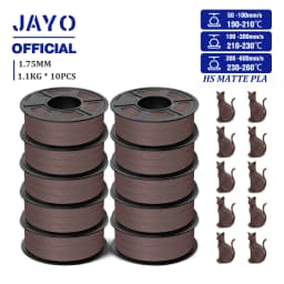 JAYO High Speed Matte PLA 3D Filament 1.75MM PLA Classic 3D Printer Filament 10Rolls Neatly Wound High Toughness Matte Filament