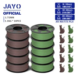JAYO High Speed Matte PLA 3D Filament 1.75MM PLA Classic 3D Printer Filament 10Rolls Neatly Wound High Toughness Matte Filament