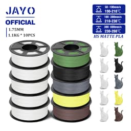 JAYO High Speed Matte PLA 3D Filament 1.75MM PLA Classic 3D Printer Filament 10Rolls Neatly Wound High Toughness Matte Filament