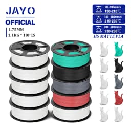 JAYO High Speed Matte PLA 3D Filament 1.75MM PLA Classic 3D Printer Filament 10Rolls Neatly Wound High Toughness Matte Filament