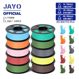 JAYO High Speed Matte PLA 3D Filament 1.75MM PLA Classic 3D Printer Filament 10Rolls Neatly Wound High Toughness Matte Filament