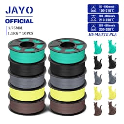 JAYO High Speed Matte PLA 3D Filament 1.75MM PLA Classic 3D Printer Filament 10Rolls Neatly Wound High Toughness Matte Filament