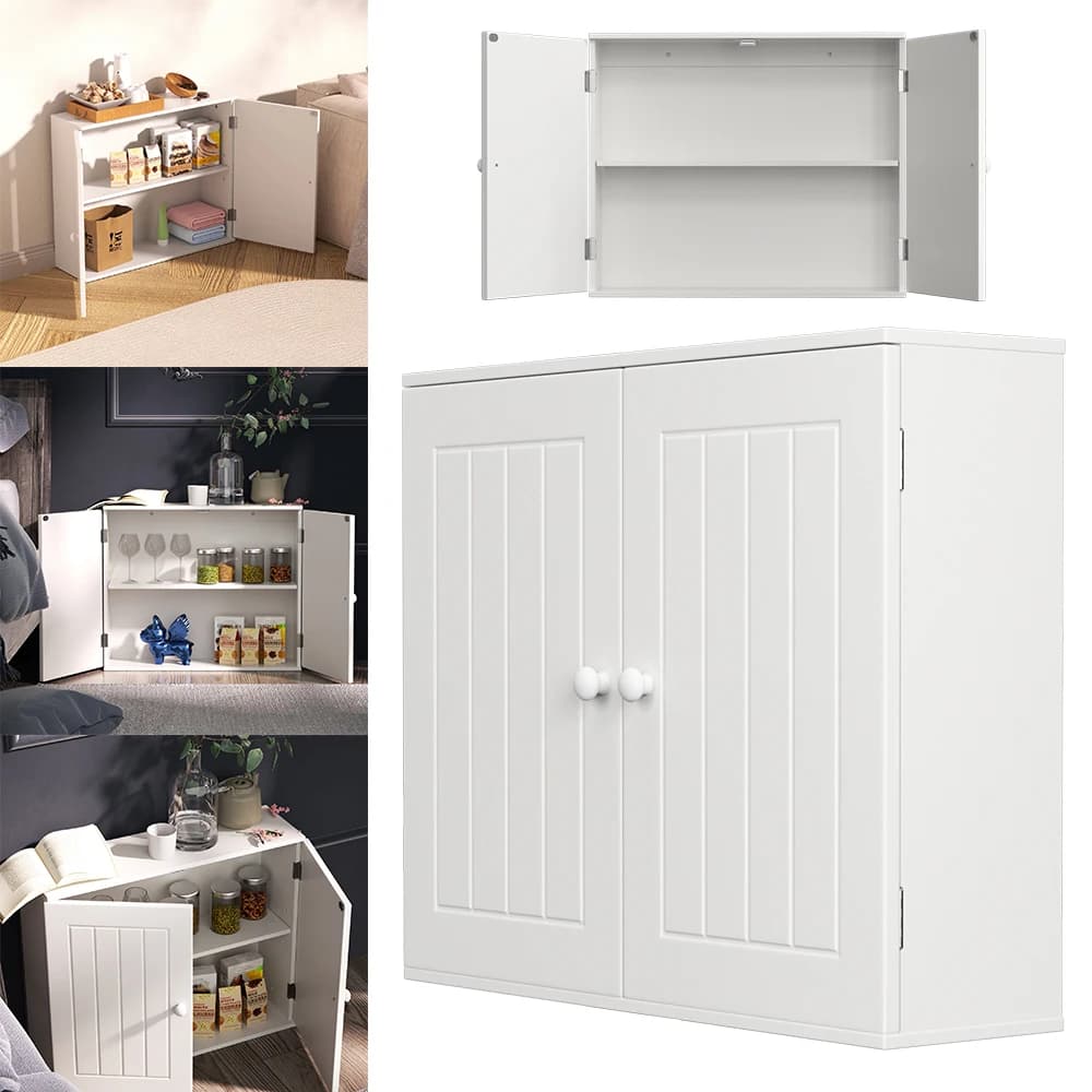 Kitchen Storage Cabinet 3 Hole Height Design and 2 Placement Methods Bathroom Wall Cabinet Modern Widened Design Large Capacity