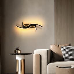 LED Wall Applique, Black Interior Wall Lamp, Warm White Light 3000K Modern Curve for Bedroom, Living Room, Corridor, 3000K