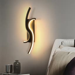 LED Wall Applique, Black Interior Wall Lamp, Warm White Light 3000K Modern Curve for Bedroom, Living Room, Corridor, 3000K