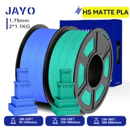 JAYO 2 Rolls 3D High Speed Matte PLA Printer Filament 1.75mm Neatly Wound PLA Filament with Matte Finish Print with 99% FDM 3D