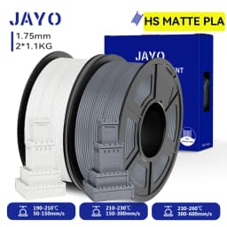 JAYO 2 Rolls 3D High Speed Matte PLA Printer Filament 1.75mm Neatly Wound PLA Filament with Matte Finish Print with 99% FDM 3D