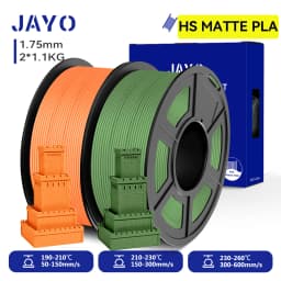 JAYO 2 Rolls 3D High Speed Matte PLA Printer Filament 1.75mm Neatly Wound PLA Filament with Matte Finish Print with 99% FDM 3D