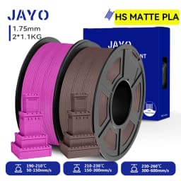 JAYO 2 Rolls 3D High Speed Matte PLA Printer Filament 1.75mm Neatly Wound PLA Filament with Matte Finish Print with 99% FDM 3D