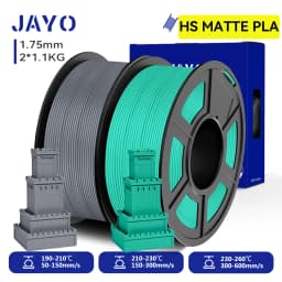 JAYO 2 Rolls 3D High Speed Matte PLA Printer Filament 1.75mm Neatly Wound PLA Filament with Matte Finish Print with 99% FDM 3D