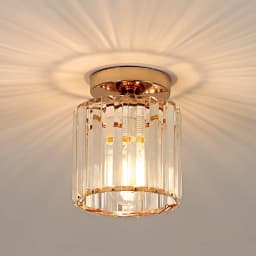 Crystal Ceiling Light,Gold,Fixture Chrome Flush Mount Ceiling Lighting Fixture for Hallway E27 Bulb Socket (Bulb Not Included)