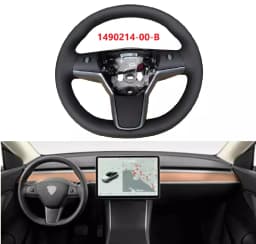 New Heated Steering Wheel PU Leather Car Steering Wheel For Tesla Model 3 Model Y 2017~2023 with Heating Function 1490214-00-B