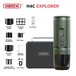 HiBREW H4C Portable Espresso Coffee Machine 3in1 Travel Coffee Maker 7500mAh Lithium Battery Self-Heating Ns DG Capsule & Ground