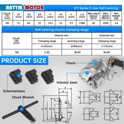 【EU BR】 4th axis K11-100mm 3-jaw chuck 100mm + tailstock 65mm CNC indexing head swivel kit for CNC milling machines etc.